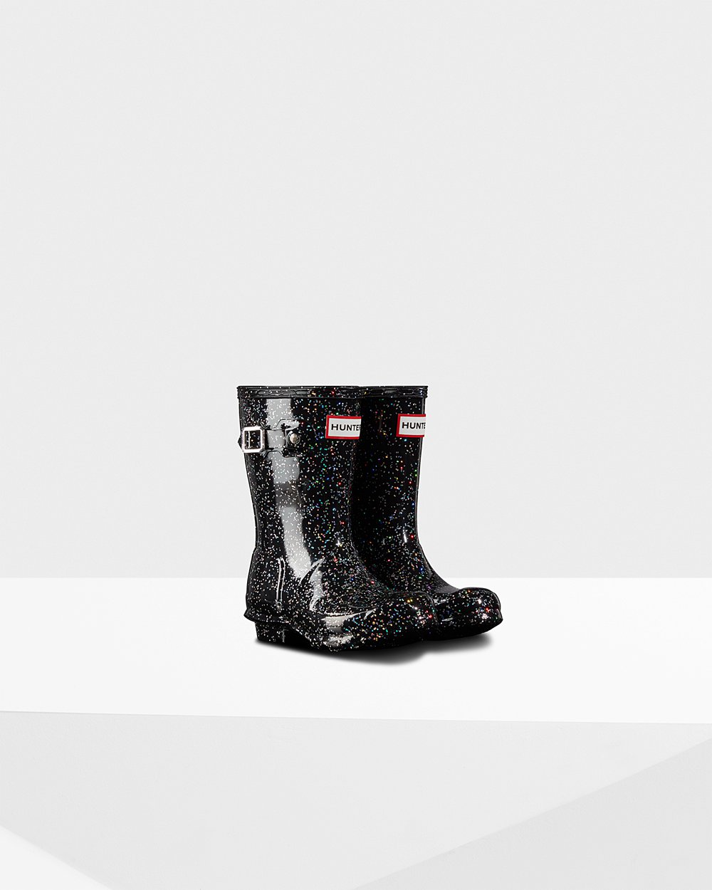 Botas de Lluvia Hunter Niños - Original Little Giant Glitter - Negros - KIXYRVH-48